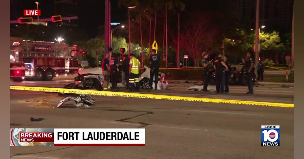 Fort Lauderdale Fire Rig Hit at Crash Scene