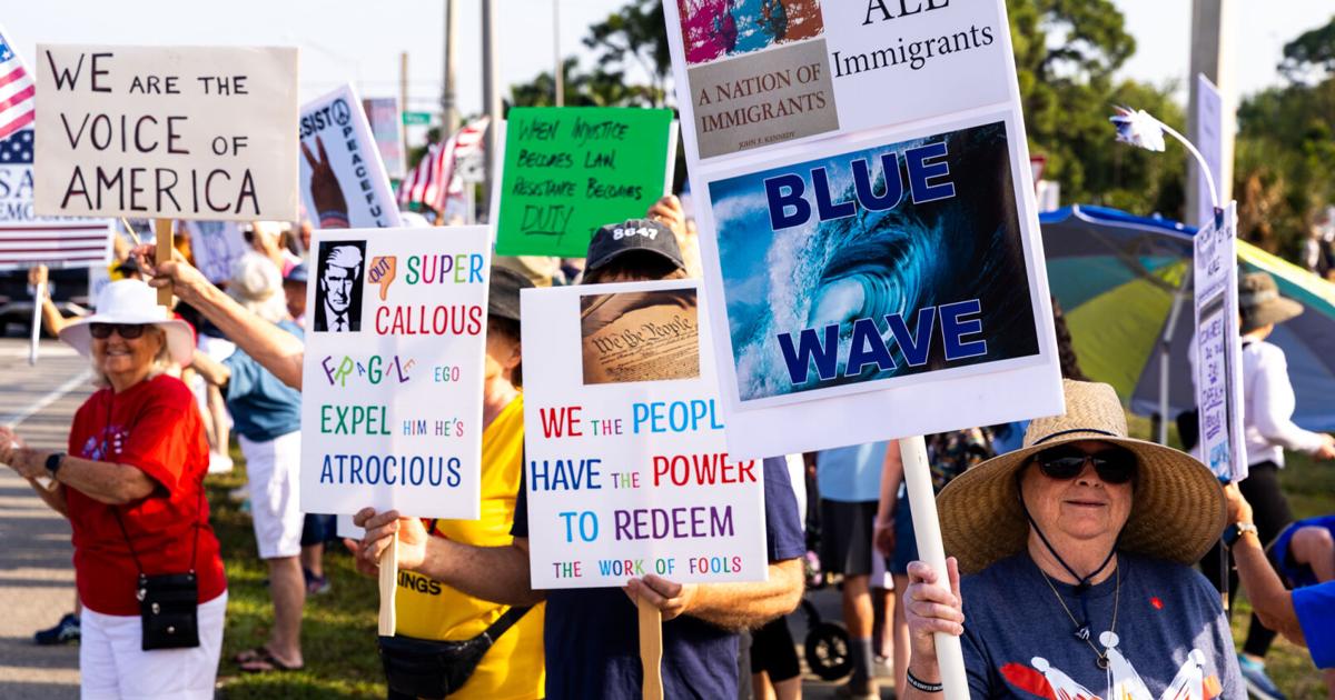 Southwest Florida demonstrators rally against Trump policies during 'No Kings' protests | State