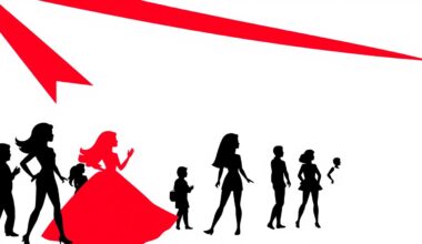 An abstract, minimalist illustration featuring bold, jagged geometric shapes in striking red and white, conceptually representing the disappointment and disillusionment of Barbie fans at the failed Dream Fest event.