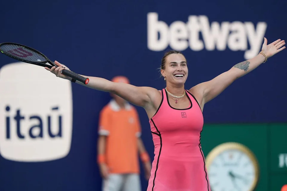 Sabalenka’s victory over Gauff was played in front of a crowd of over 16,000 at the Hard Rock Stadium (AP)
