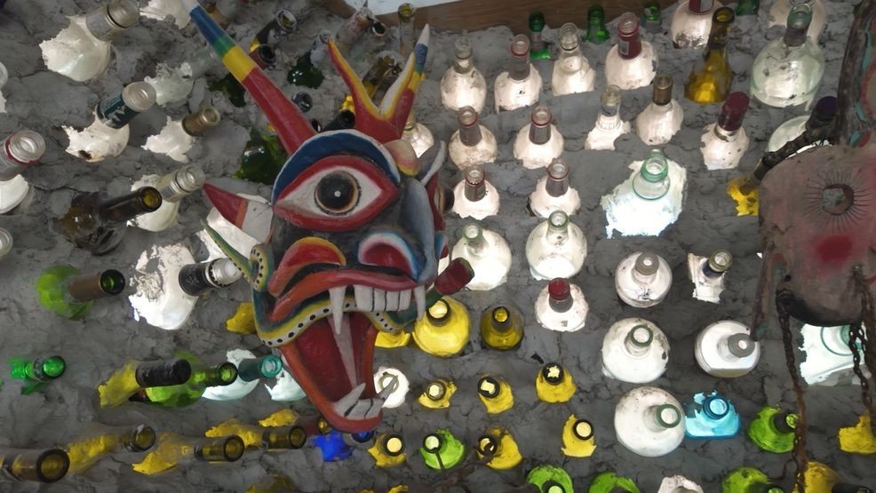 An inside look at the Carrabelle Bottle House includes not only bottles but sculptures as well. (Amazing America)