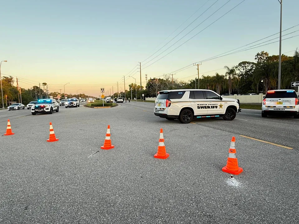 A crash at the intersection of U.S. 1 and Southeast Morningside Drive between a car and an electric bike rider on March 13, 2025. The bicyclist died on the scene, according to rescue officials.