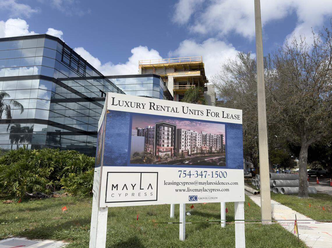 Construction is underway at Mayla Cypress, a luxury apartment complex in Fort Lauderdale’s Uptown Urban Village. The city government is looking to rebrand and redevelop the northwest part of the city to attract more residents.