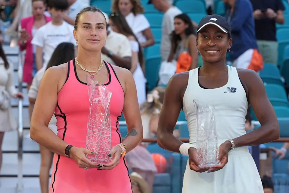 Sabalenka won her third title from four tournaments this season, having only lost the Australian Open final to Elena Rybakina (AP)