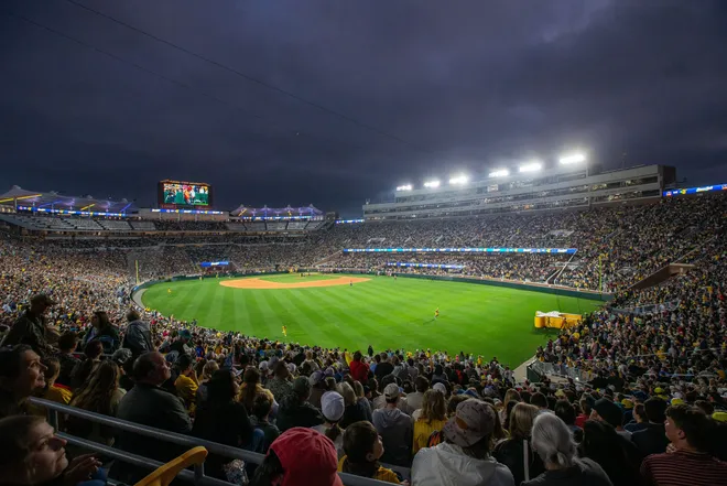 More than 60,000 fans filled Doak Campbell Stadium to experience the Savannah Bananas play against the Texas Tailgaters in Banana Ball on Saturday, Feb. 28, 2026.
