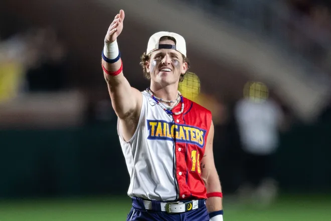 More than 60,000 fans filled Doak Campbell Stadium to experience the Savannah Bananas play against the Texas Tailgaters in Banana Ball on Saturday, Feb. 28, 2026.