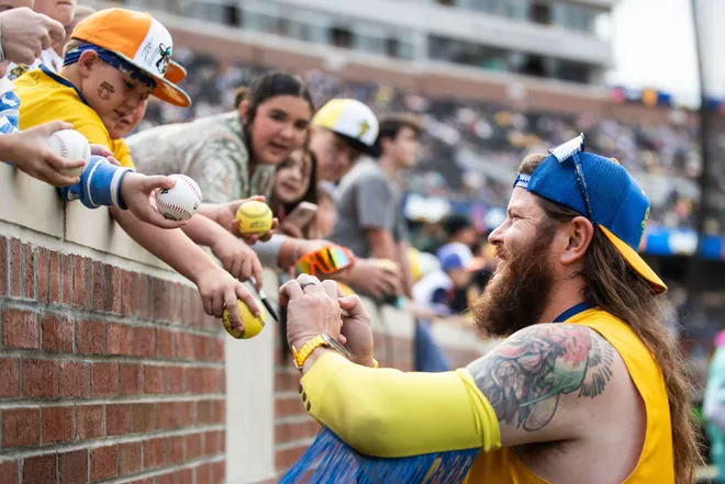 More than 60,000 fans filled Doak Campbell Stadium to experience the Savannah Bananas play against the Texas Tailgaters in Banana Ball on Saturday, Feb. 28, 2026.