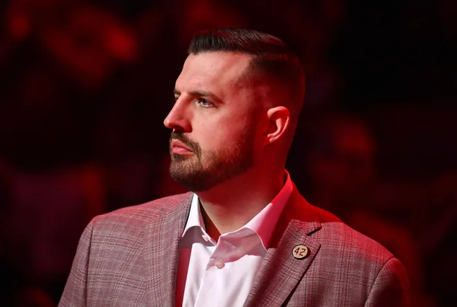 Mar 7, 2026; Tallahassee, Florida, USA; Florida State Seminoles head coach Luke Loucks before the game against the Southern Methodist Mustangs at Donald L. Tucker Center. Mandatory Credit: Melina Myers-Imagn Images