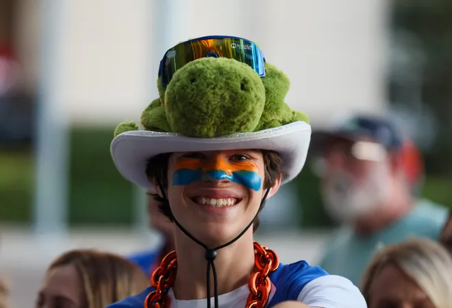 The pep band fired up the crowd before the NCAA March Madness opening round at JW Marriott in Tampa, FL on Friday, March 20, 2026. Several hundred people cheered Florida as they left to board the bus for to go to the arena. [Alan Youngblood/Gainesville Sun]