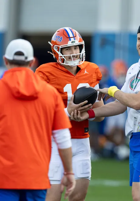 Florida quarterback Aaron Philo (12) works during spring practice at Sanders Practice Fields in Gainesville, FL on Tuesday, March 24, 2026. [Alan Youngblood/Gainesville Sun]