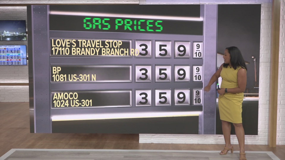 The lowest gas prices around Jacksonville Monday, March 22