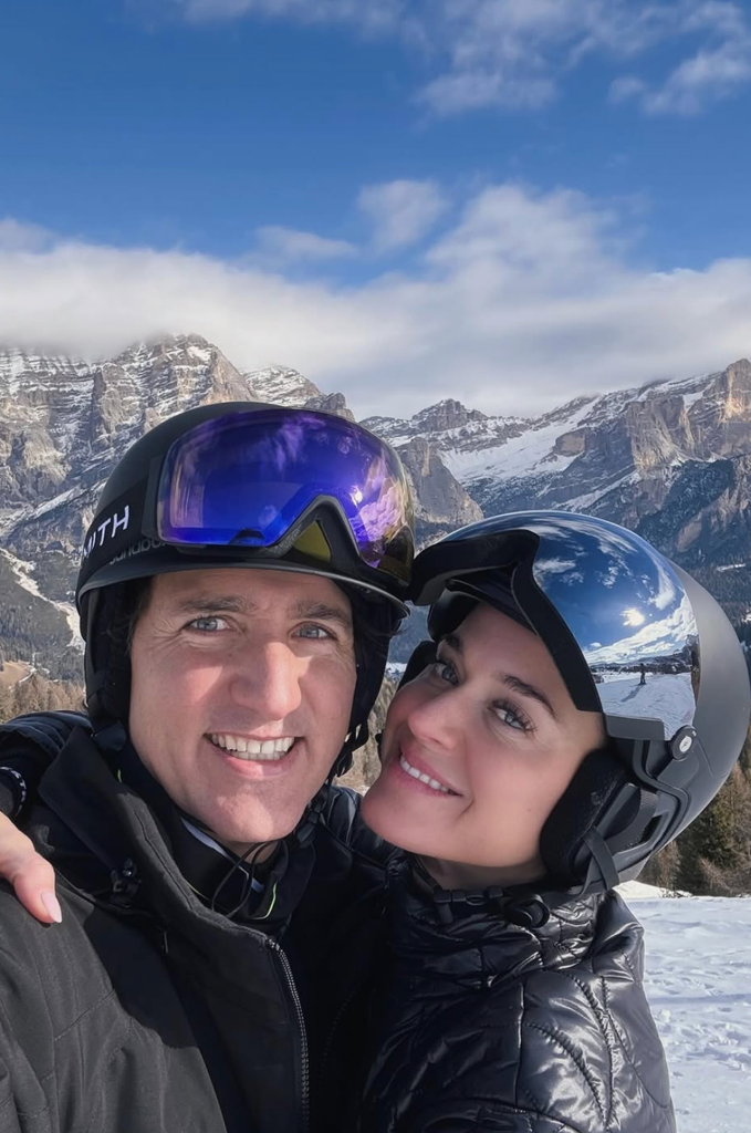 Selfie shared by Katy Perry on Instagram February 2026 clad in ski gear alongside her boyfriend Justin Trudeau