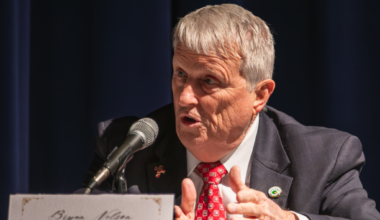 Mayor Bryan Nelson speaks at the Feb. 3 mayoral debate.