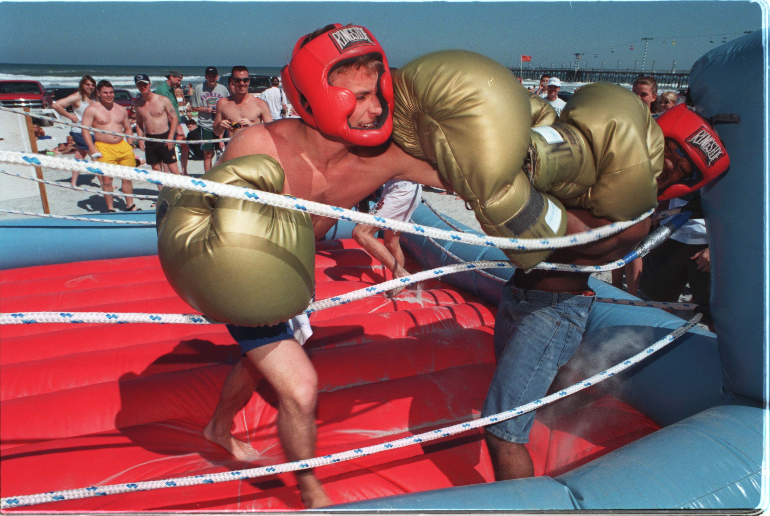Jason Lucas, left, and Bobby Smith take part in a...