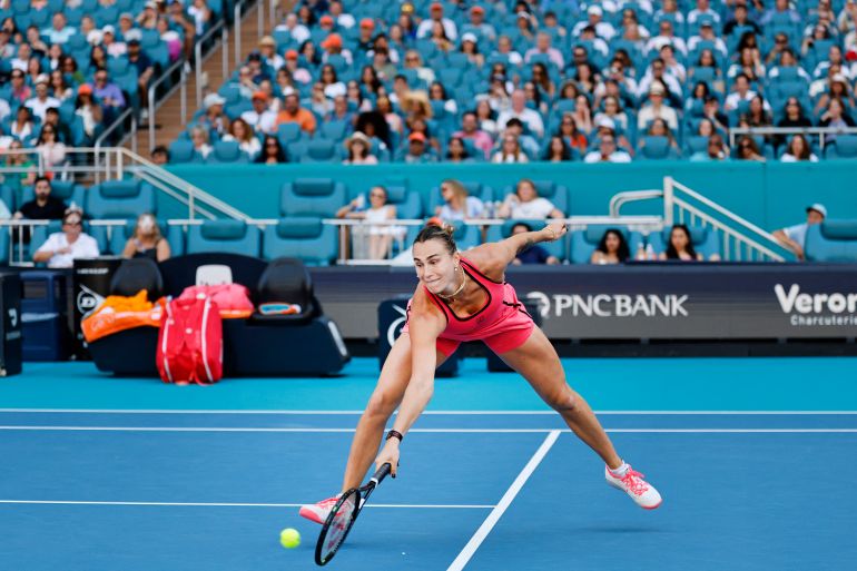 Aryna Sabalenka in action.