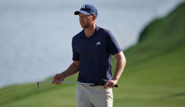 Daniel Berger walks up the 18th fairway during the second round of the Arnold Palmer Invitational at Bay Hill golf tournament Friday, March 6, 2026, in Orlando, Fla. (AP Photo/Matt Slocum)