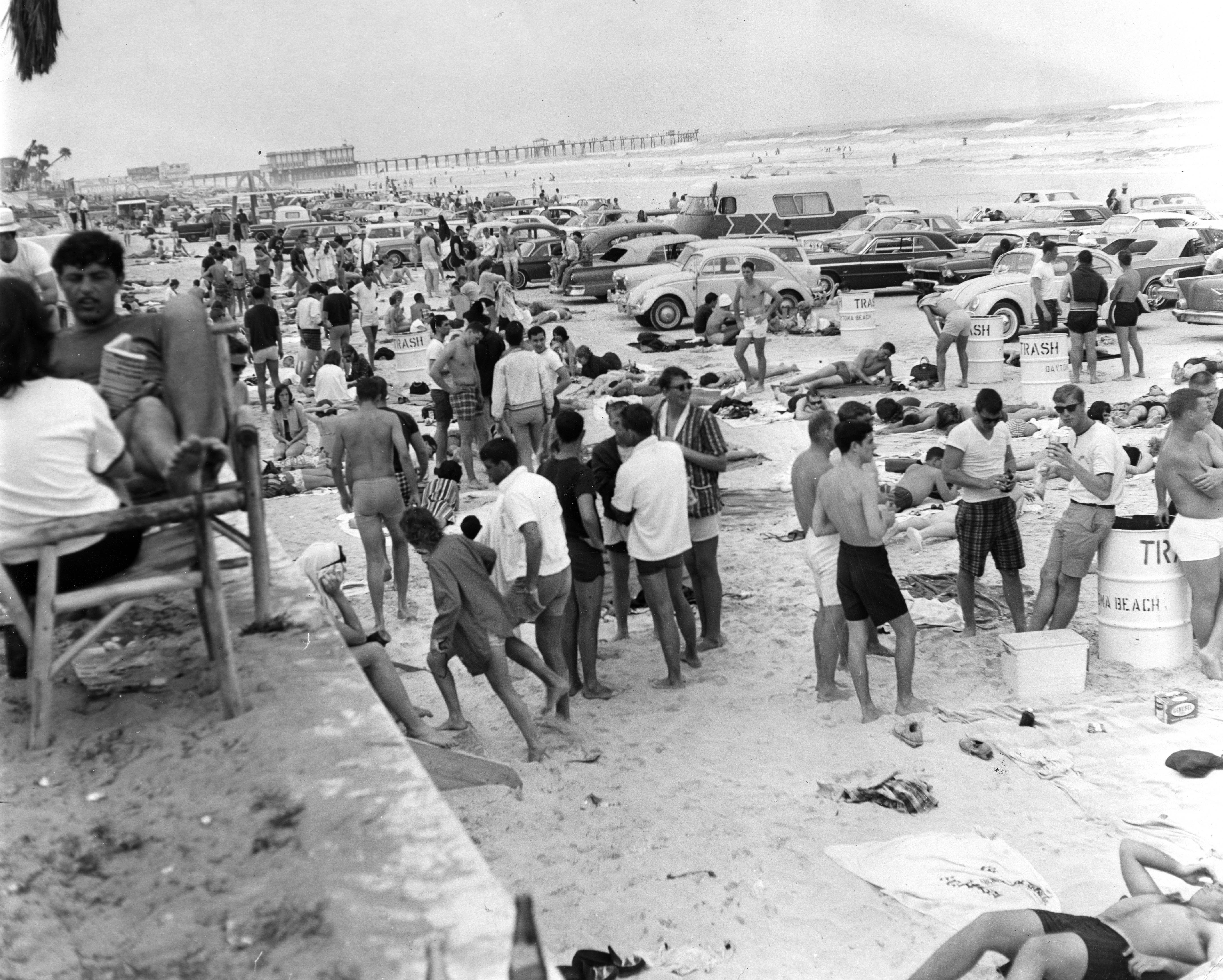 Visitors gather and mingle along Daytona beach during Spring Break...