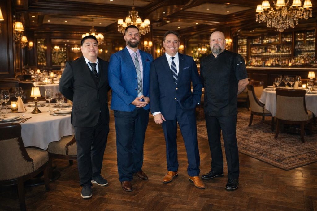 Beverage manager Josh Gates, general manager Thomas Riley, James Fantin, and executive chef Sean Camillo. Photo courtesy of Fantini Hospitality Group
