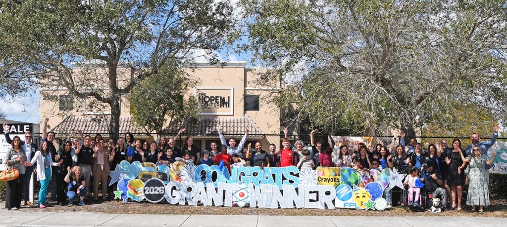 Representatives from the Education Foundation of Martin County, FPL, The Hope Center for Autism and the Martin County School District celebrate after receiving support for innovative STEM learning opportunities in schools and educational programs. Photo by Doreen Poreba