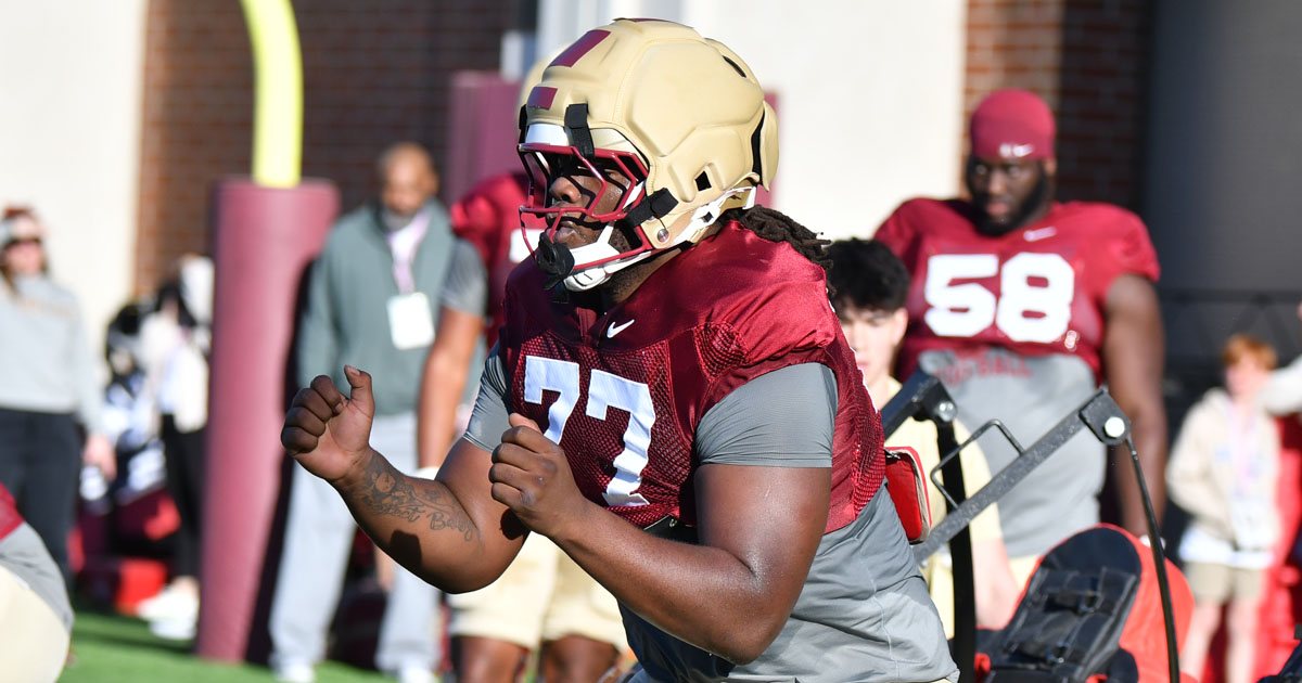 FSU offensive tackler Xavier Chaplin, who played previously at Auburn and Virginia Tech. (Gene Williams/Warchant)