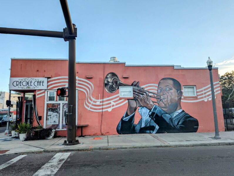 Louis Armstrong mural in The Deuces painted over