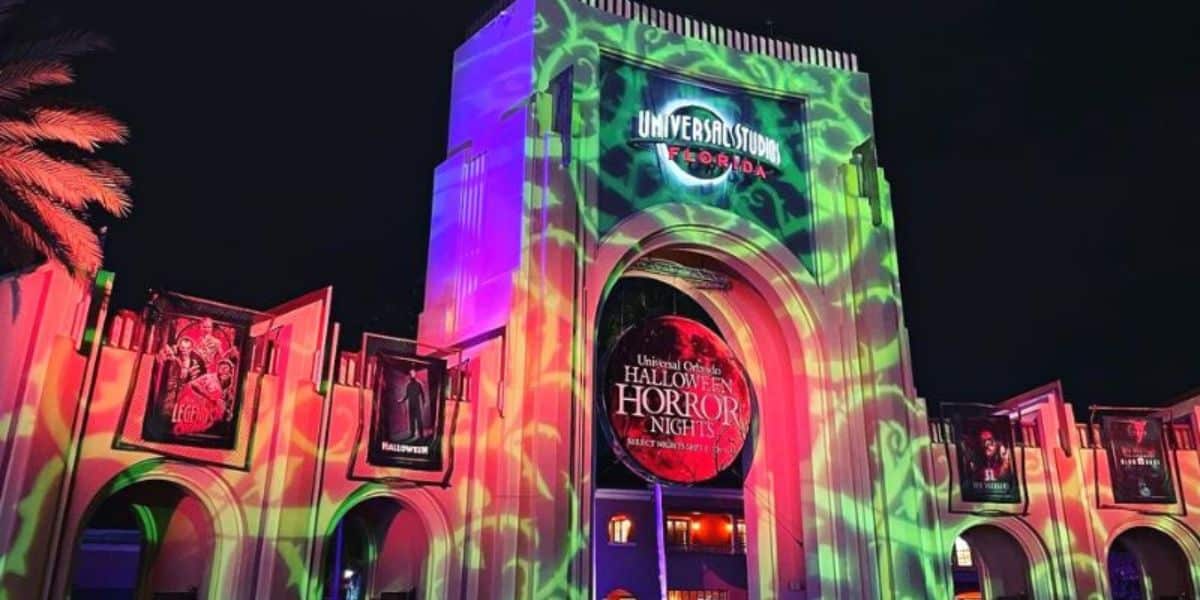 Universal Studios Florida archway during Halloween Horror Nights 34.