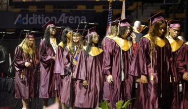 Wekiva High School students line up at the 2025 graduation.