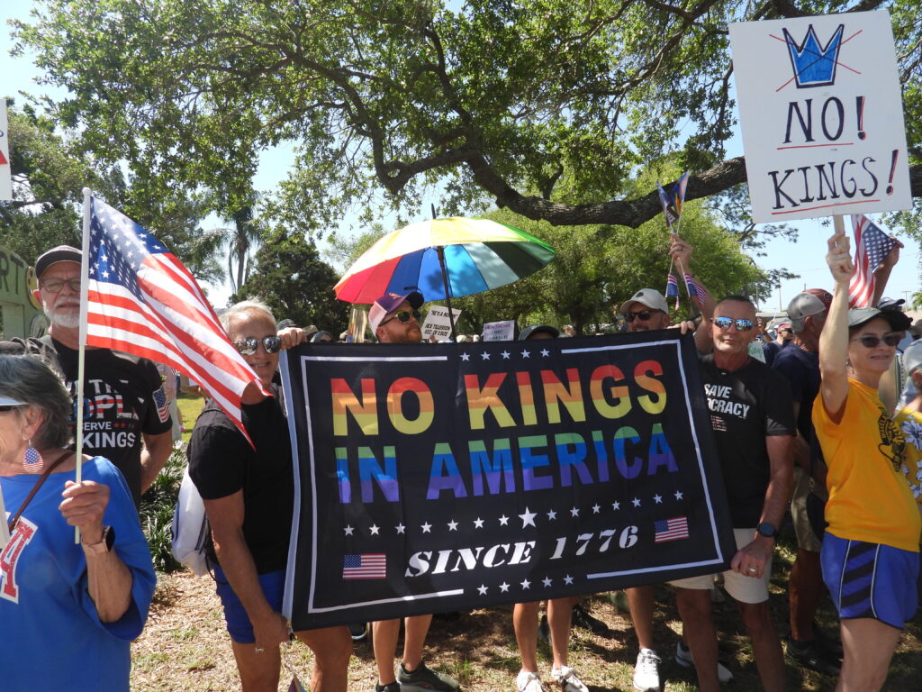 No Kings demonstration in Gulfport, Florida. A protest against Donald Trump.