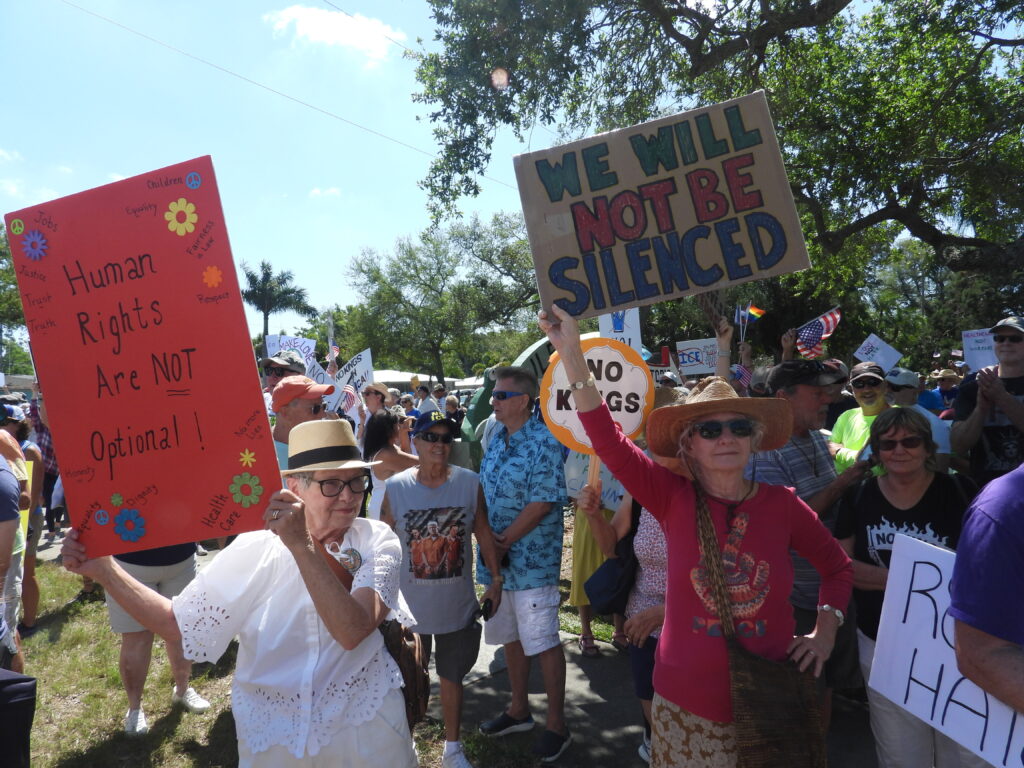 No Kings demonstration in Gulfport, Florida. A protest against Donald Trump.