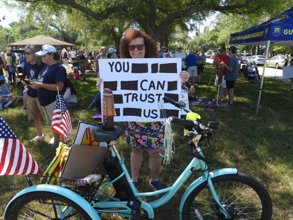 No Kings demonstration in Gulfport, Florida. A protest against Donald Trump.