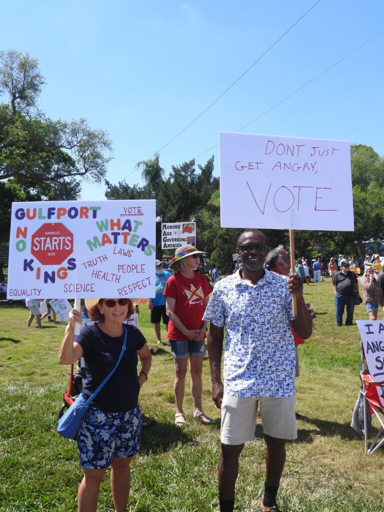 No Kings demonstration in Gulfport, Florida. A protest against Donald Trump.