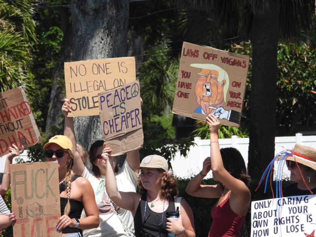 No Kings demonstration in Gulfport, Florida. A protest against Donald Trump