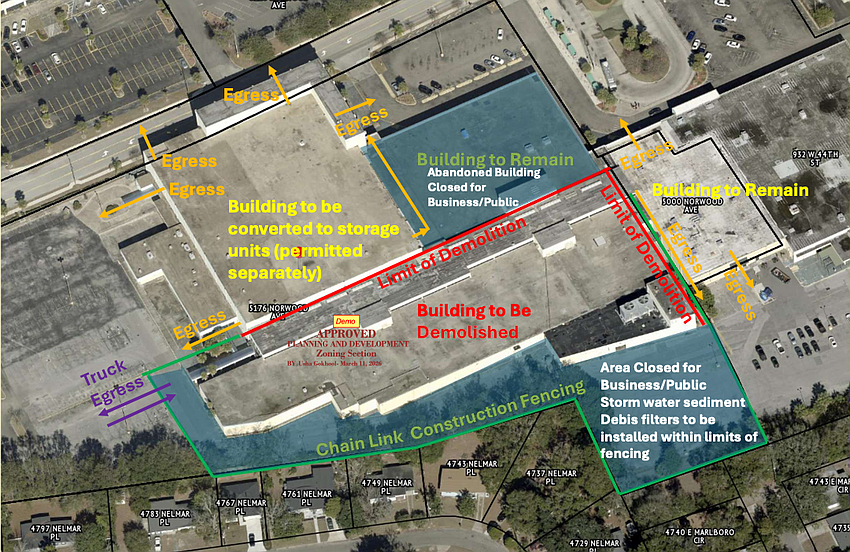 The city issued a permit March 12 for ELEV8 Demolition to raze a building behind the Extra Space Storage at Gateway Town Center. The city issued a permit March 12 for ELEV8 Demolition to raze a building behind the Extra Space Storage at Gateway Town Center.