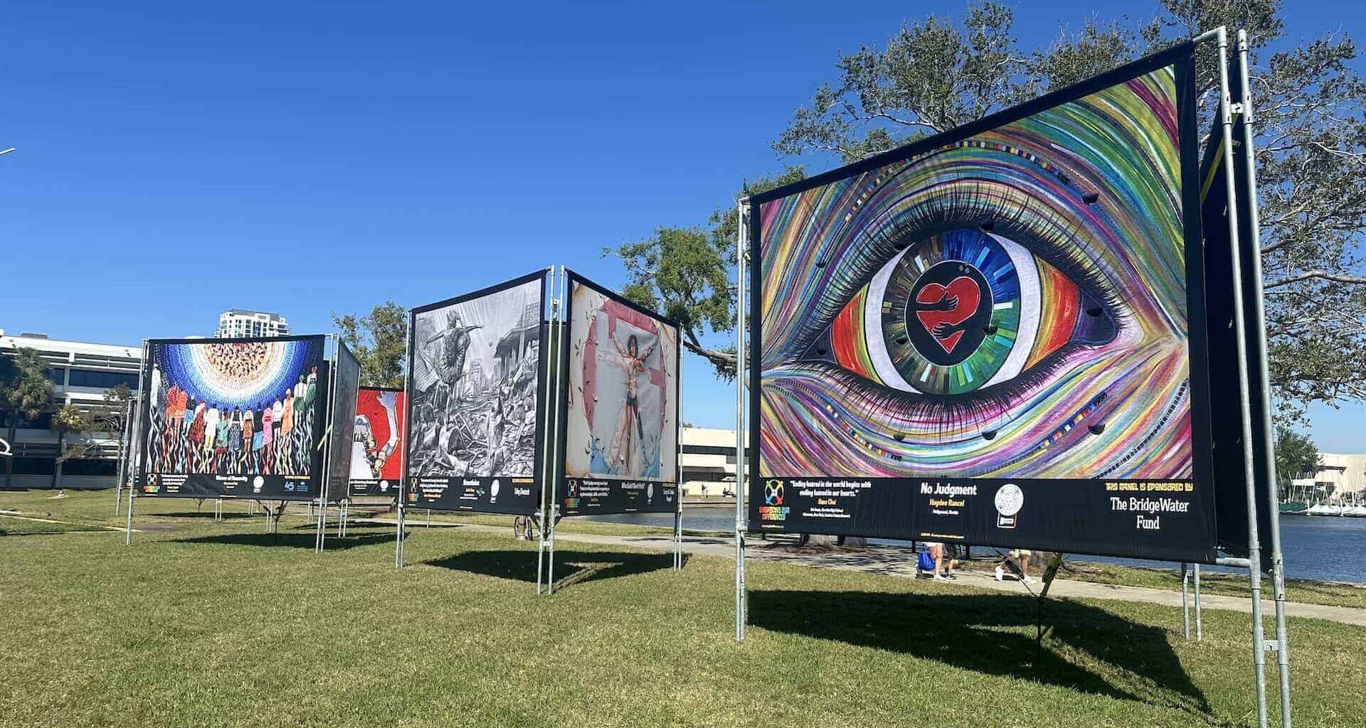 A large outdoor art exhibition