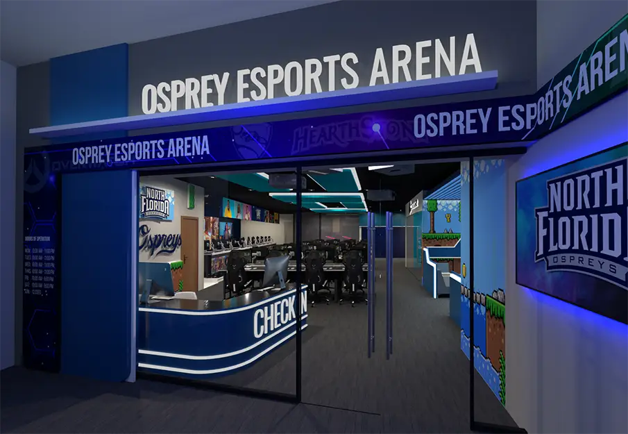 Entrance to UNF's esports arena.
