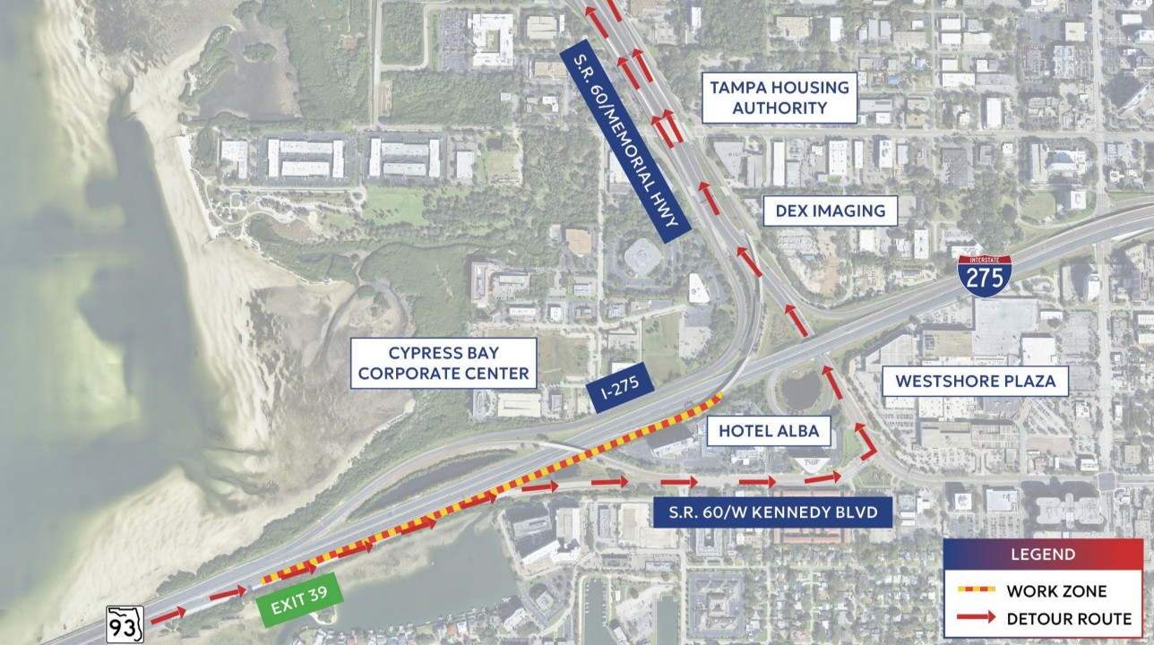 FDOT detour from Howard Frankland to Tampa International Airport