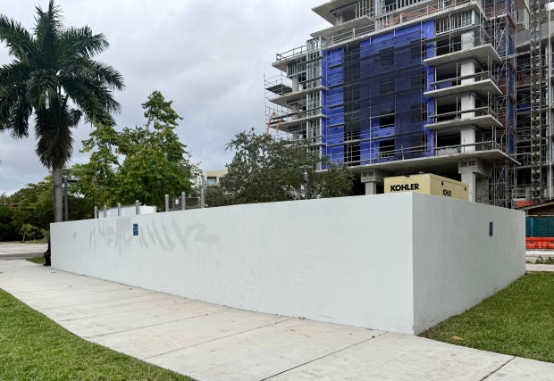 The sewage lift station at Peter Feldman Park, shown on Jan. 15 in downtown Fort Lauderdale, sits in a prominent section of the small 1.3-acre park at 310 NE Sixth St. (Susannah Bryan/South Florida Sun Sentinel)