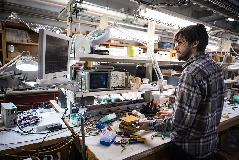 researcher tests a probe at the National MagLab.