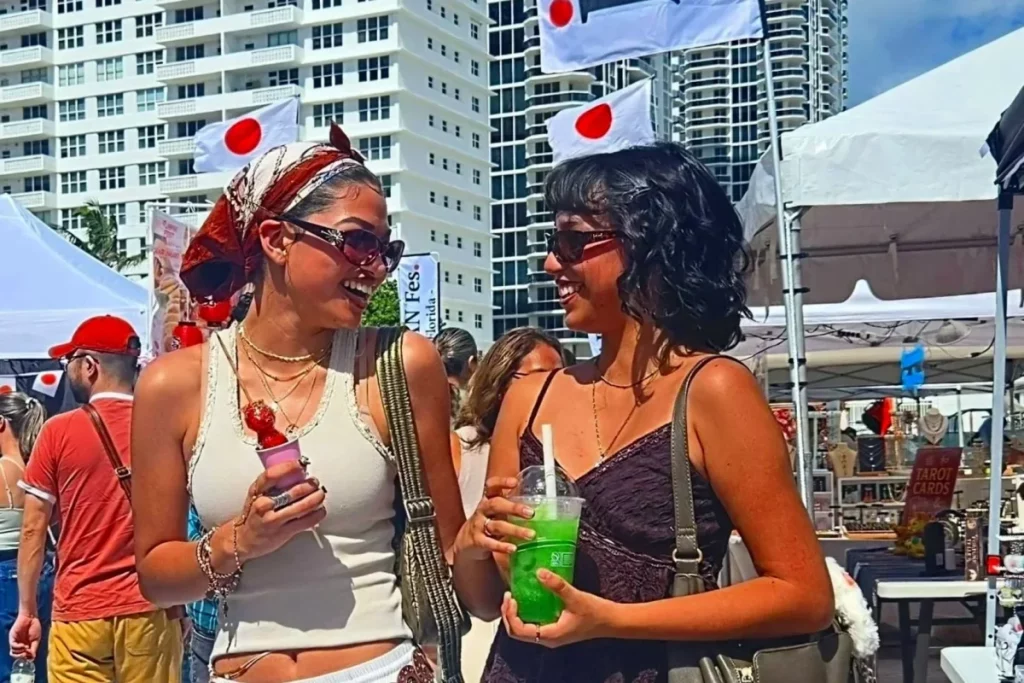 JAPAN Fes Florida attendees with food in hands