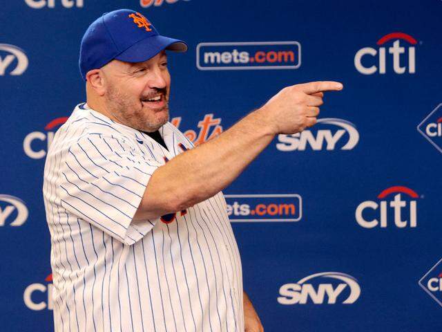 Actor Kevin James prepares to film a promotional video for the New York Mets prior to the game against the Baltimore Orioles at Citi Field on August 20, 2024 in New York City. 