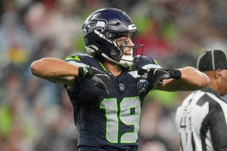 Jake Bobo of the Seattle Seahawks plays in Aug. 15 preaseason game against.