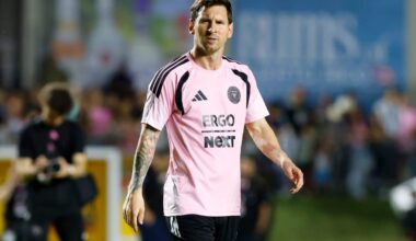 Inter Miami’s Lionel Messi tackled to the turf as fans race onto field in Puerto Rico