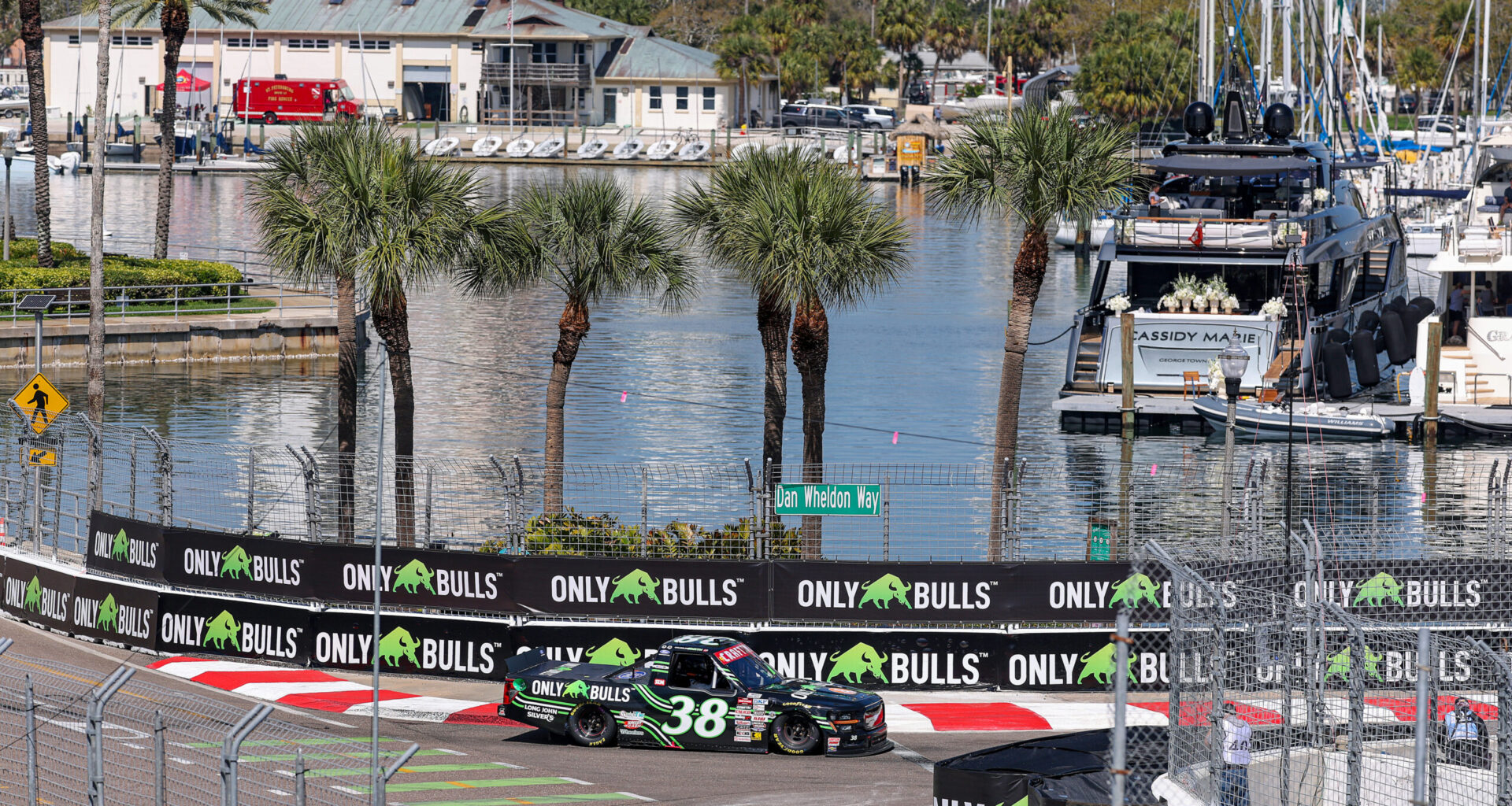 ST PETERSBURG, FLORIDA - FEBRUARY 28: Chandler Smith, driver of the #38 OnlyBulls Ford, drives during the NASCAR Craftsman Truck Series OnlyBulls Green Flag 150 at Grand Prix of St. Petersburg on February 28, 2026 in St Petersburg, Florida.