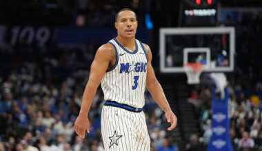 ORLANDO, FLORIDA - MARCH 3: Desmond Bane #3 of the Orlando Magic looks on in the fourth quarter agains the Washington Wizards at the Kia Center on March 3, 2026 in Orlando, Florida. NOTE TO USER: User expressly acknowledges and agrees that, by downloading and or using this photograph, User is consenting to the terms and conditions of the Getty Images License Agreement. (Photo by Peter Joneleit/Getty Images)