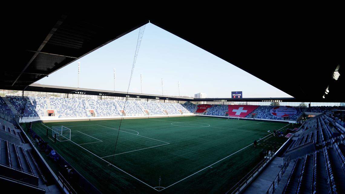 LAUSANNE, SWITZERLAND - MARCH 03: General view inside the stadium prior to the 2027 FIFA Women's World Cup Qualifier match between Switzerland and Northern Ireland at Stade de la Tuiliere on March 03, 2026 in Lausanne, Switzerland.