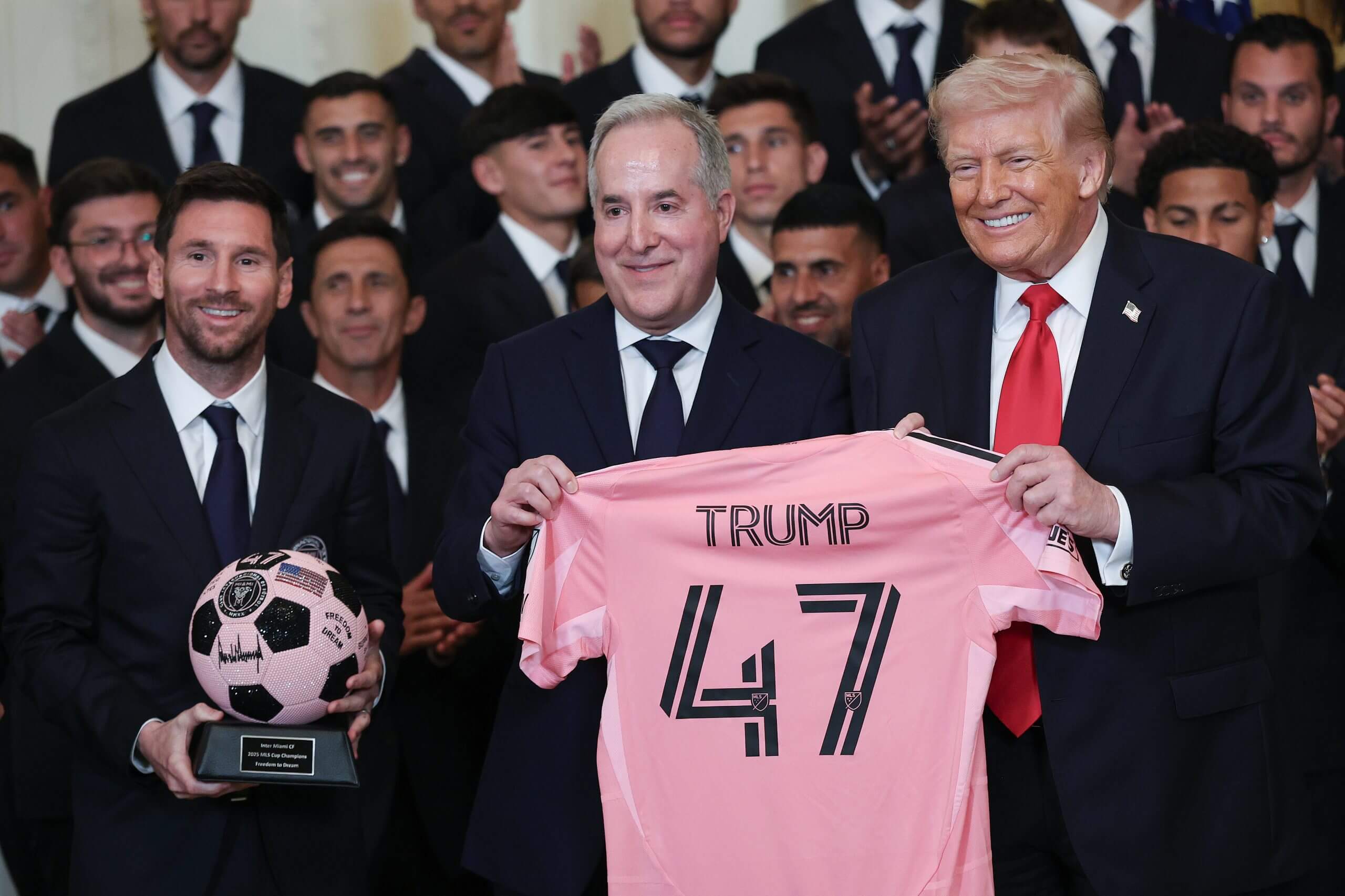 Lionel Messi, Jorge Mas and Donald Trump at the White House