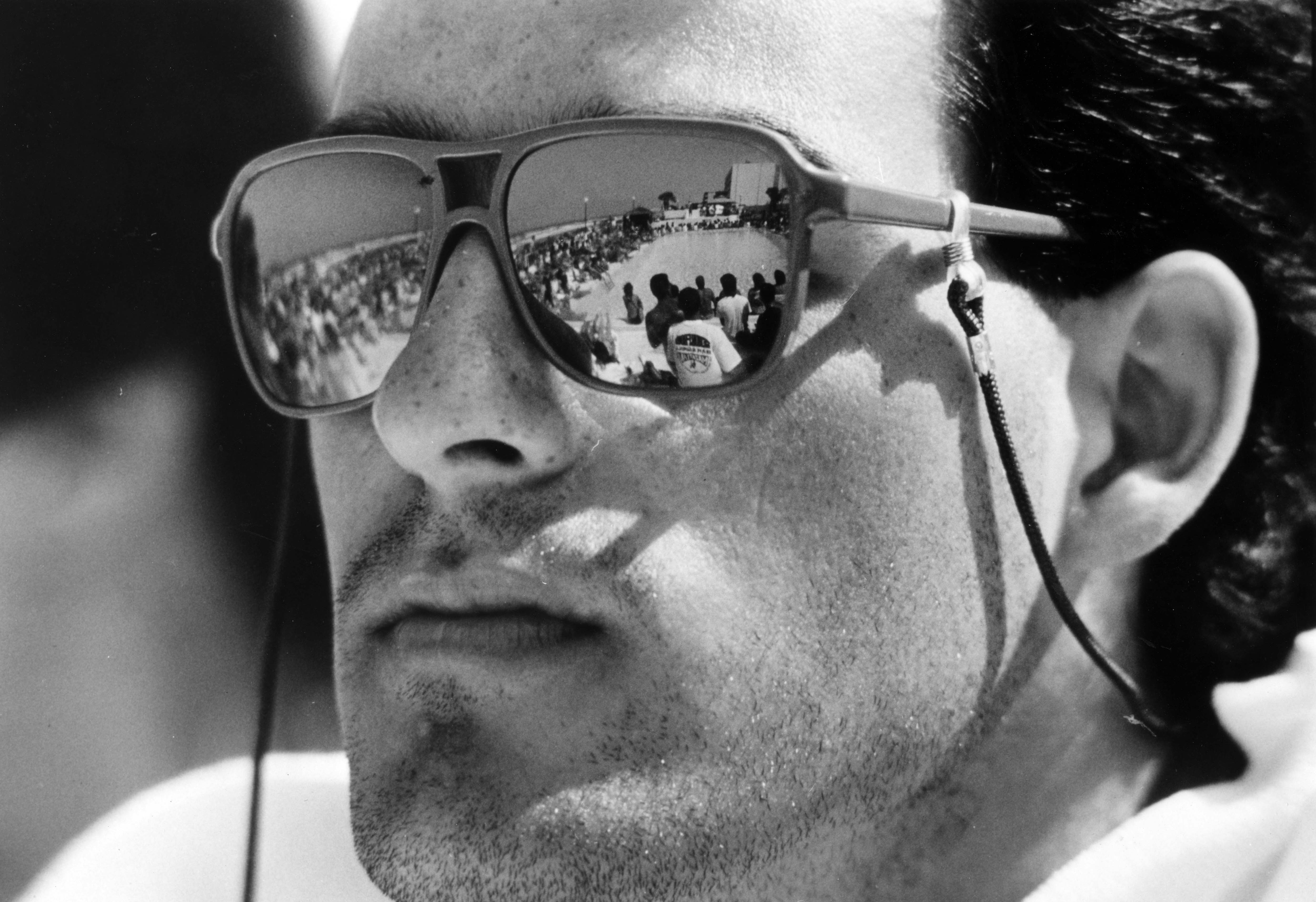 An unidentified man wearing sunglasses on the beach in March...