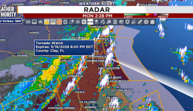 Tornado Watch ends, Showers and storms move offshore