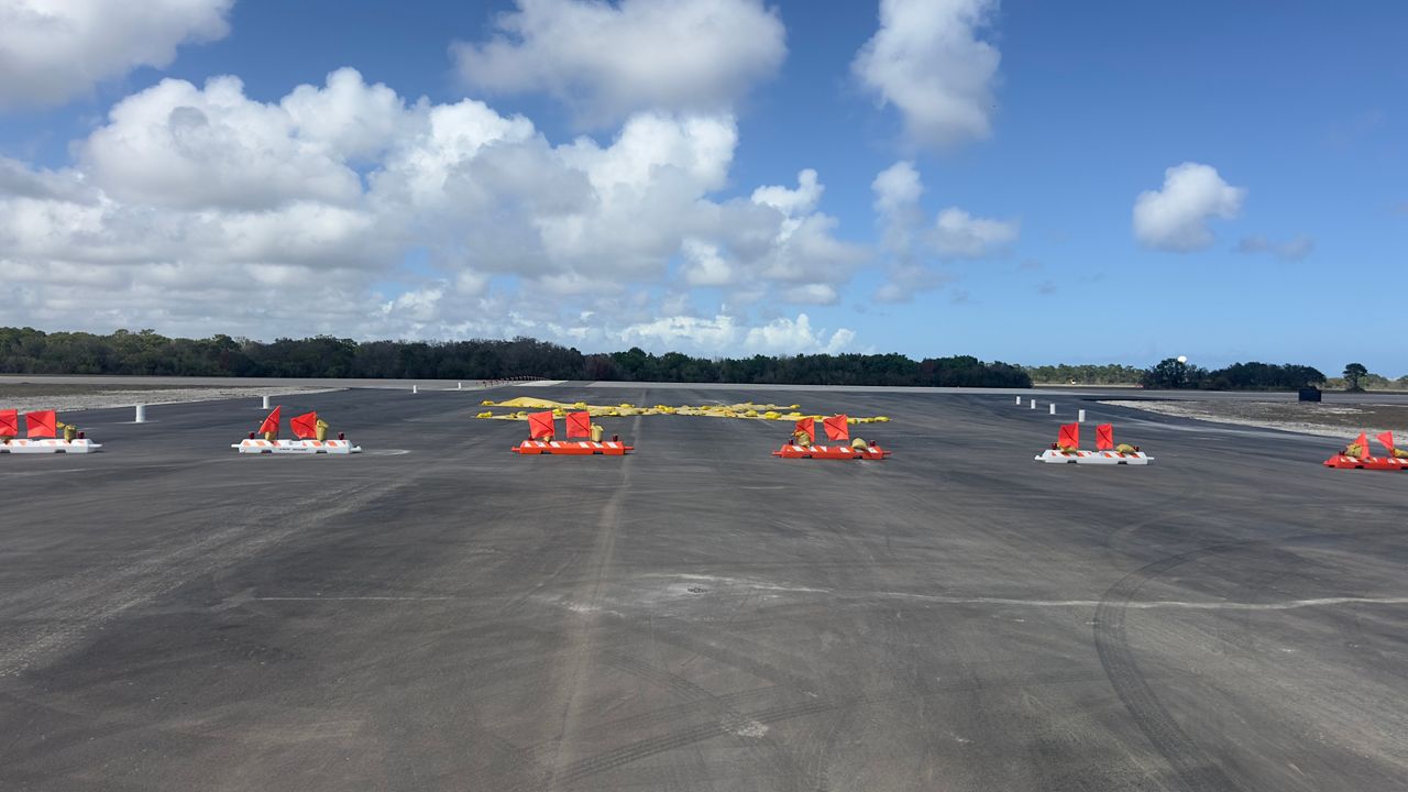 A runway repaving and expansion project is underway at Melbourne Orlando International Airport. (Spectrum News/Greg Pallone)