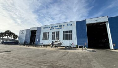 A dry storage building at the Tierra Verde Marina. Developer Greenleaf Capital has proposed two new dry storage racks, among other upgrades. (Spectrum News/Tyler O'Neill)